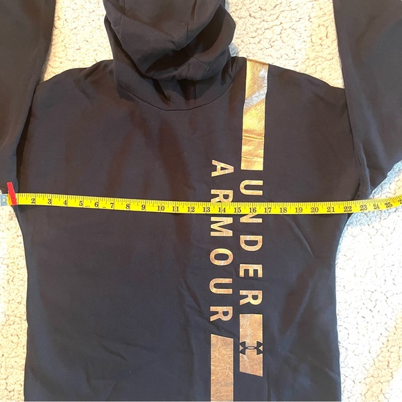 UNDER ARMOUR Oversized Hoodie Sweatshirt in Black with Gold Logo - Medium - Picture 7 of 8